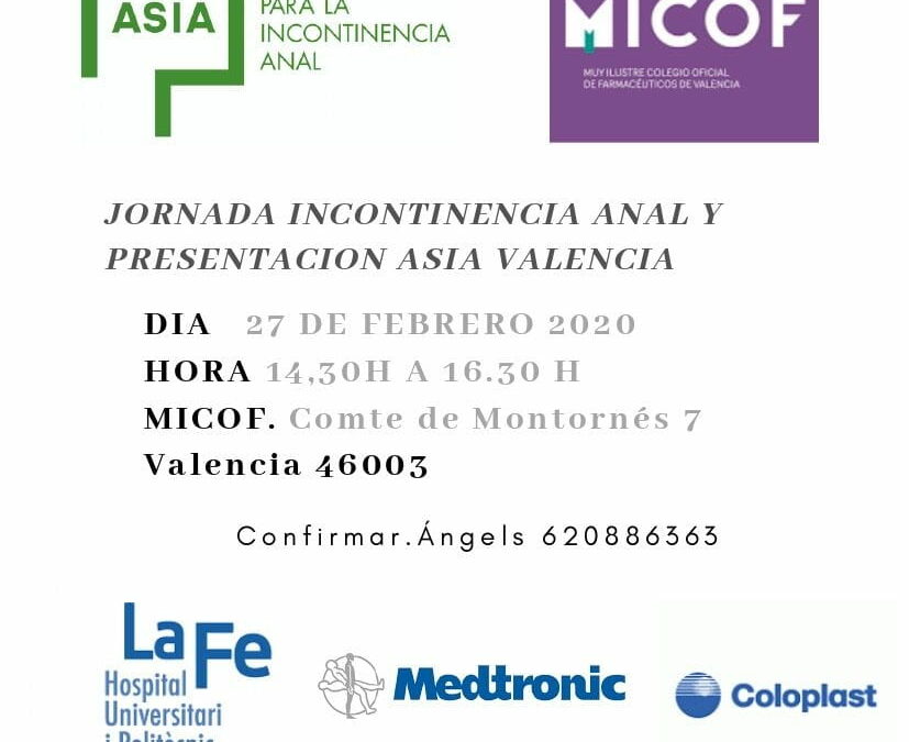 Jornada incontinencia anal y presentación ASIA Valencia –2020–