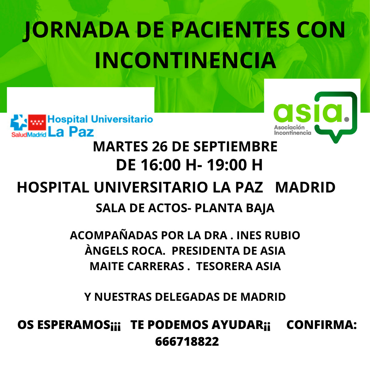 Jornada de pacientes con Incontinencia - Hospital Universitario La Paz de Madrid